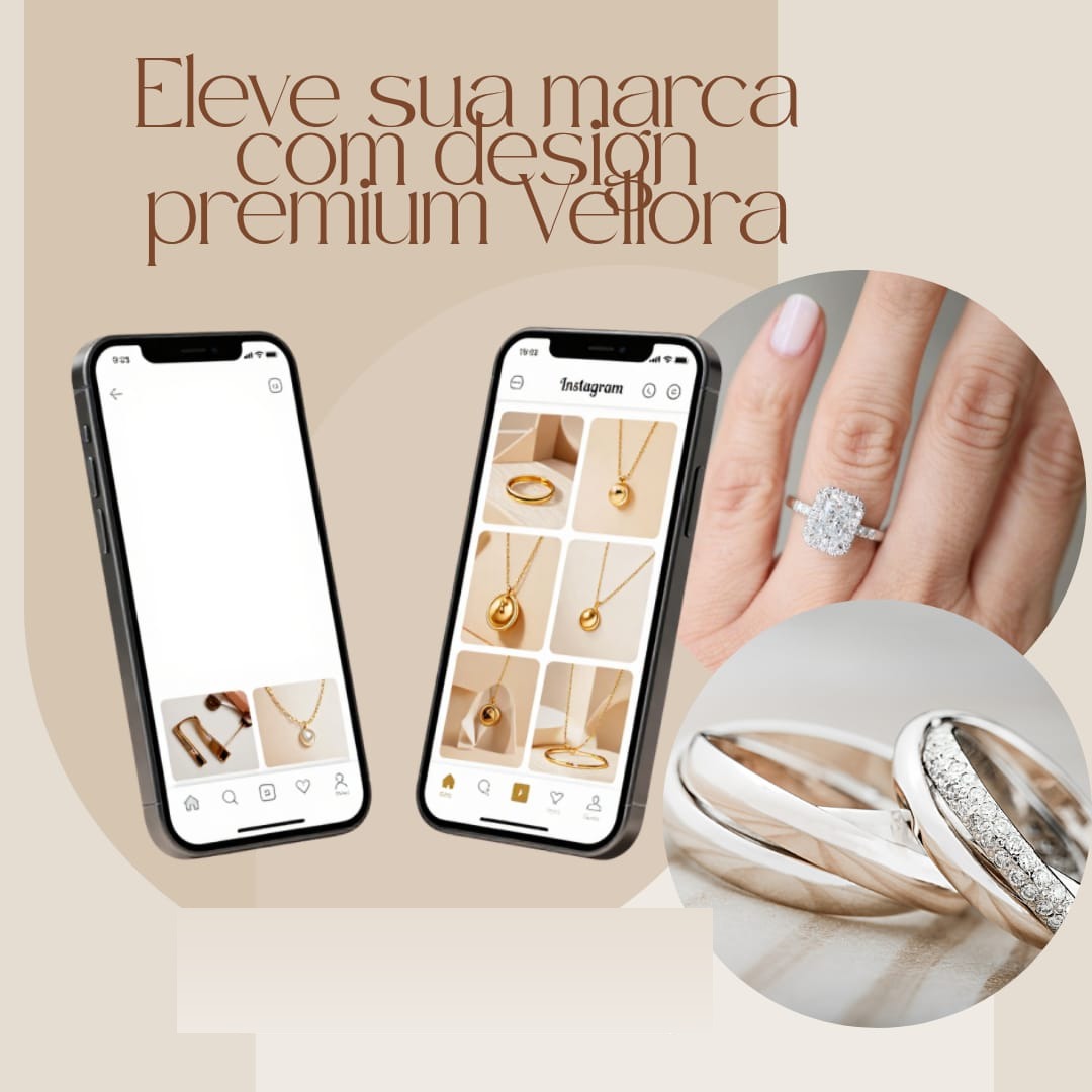 Eleve sua marca com design premium VELLORA — 500 templates editáveis para joias e semijoias, prontos para editar no Canva